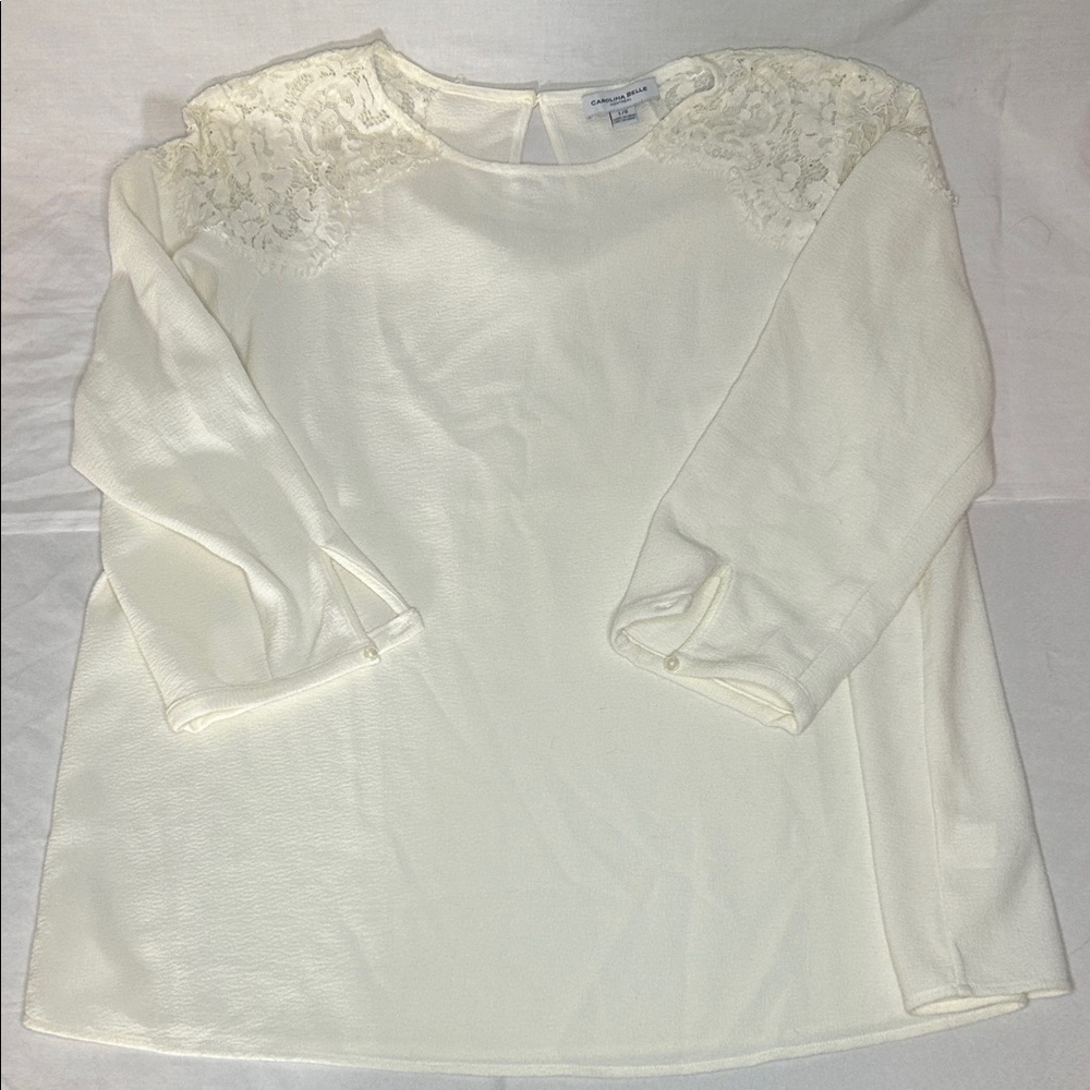 Carolina Belle Cream Lace Accent Blouse
